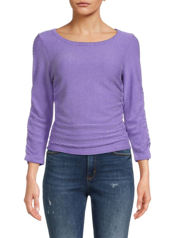 Renee C. Textured Ruched Knit Top